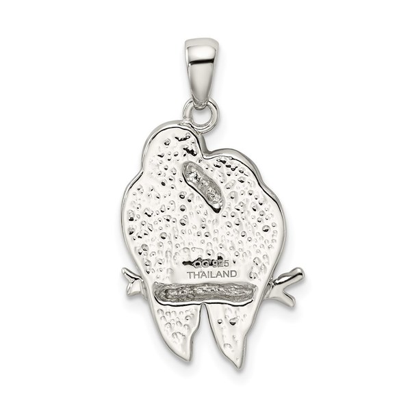 Sterling Silver Rhodium-plated Preciosa Crystal Parrot Couple Pendant - Picture 3 of 4
